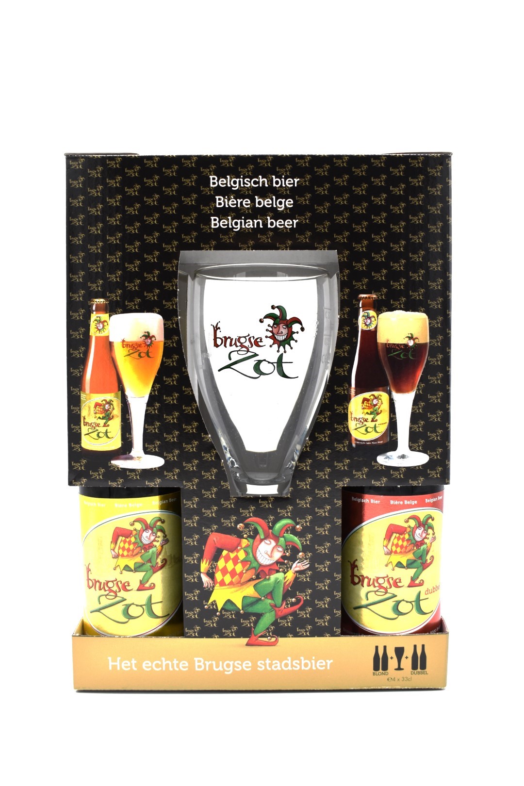 Brugse Zot Geschenkverpackung 4x33cl+Glas